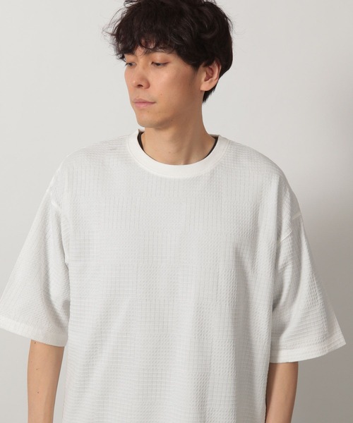 LAKOLE(ラコレ)の「チェックジャガード半袖T / 327725(Tシャツ/カットソー・メンズ・ホワイト/セージグリーン/ブラック・MEDIUM/LARGE)」の15枚目の写真