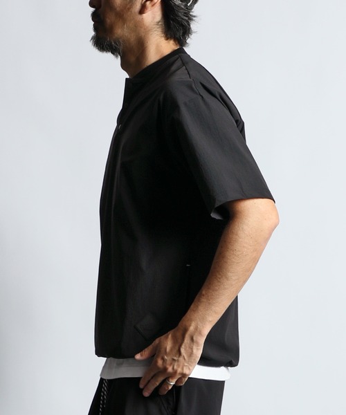 The DUFFER of ST.GEORGE（ザダファーオブセントジョージ）の「〔BLACK LABEL〕CORDURA RIPSTOP S/S TOPS：セットアップ コーデュラリップストップ 半袖トップス（ナイロンジャケット・メンズ・ブラック・SMALL/MEDIUM/LARGE/X-LARGE）」の4枚目の写真