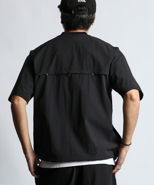 The DUFFER of ST.GEORGE（ザダファーオブセントジョージ）の「〔BLACK LABEL〕CORDURA RIPSTOP S/S TOPS：セットアップ コーデュラリップストップ 半袖トップス（ナイロンジャケット・メンズ・ブラック・SMALL/MEDIUM/LARGE/X-LARGE）」の5枚目の写真