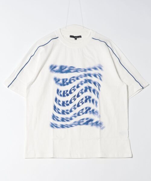 ８(eight)（エイト）の「袖パイピングロゴTシャツ（Tシャツ/カットソー・メンズ・オフホワイト/ブラック/スモークピンク・LARGE/MEDIUM）」の2枚目の写真