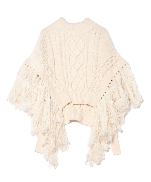 uca / aran hand fringe poncho vest