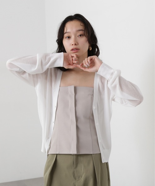シアーVネックフォルムカーディガン シアーVネックフォルムカーディガン | N. Natural Beauty Basic