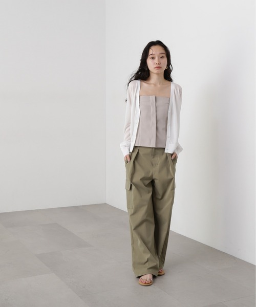N.（N. Natural Beauty Basic）（エヌエヌナチュラルビューティーベーシック）の「シアーVネックフォルムカーディガン（カーディガン/ボレロ・レディース・ピンク/オフホワイト/ブラック・MEDIUM）」の6枚目の写真