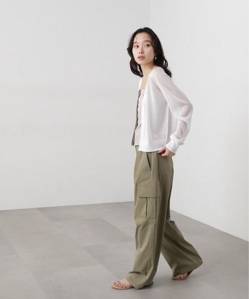 N.（N. Natural Beauty Basic）（エヌエヌナチュラルビューティーベーシック）の「シアーVネックフォルムカーディガン（カーディガン/ボレロ・レディース・ピンク/オフホワイト/ブラック・MEDIUM）」の10枚目の写真