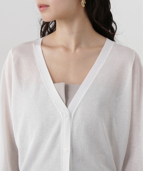 N.（N. Natural Beauty Basic）（エヌエヌナチュラルビューティーベーシック）の「シアーVネックフォルムカーディガン（カーディガン/ボレロ・レディース・ピンク/オフホワイト/ブラック・MEDIUM）」の21枚目の写真