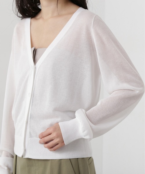 N.（N. Natural Beauty Basic）（エヌエヌナチュラルビューティーベーシック）の「シアーVネックフォルムカーディガン（カーディガン/ボレロ・レディース・ピンク/オフホワイト/ブラック・MEDIUM）」の22枚目の写真