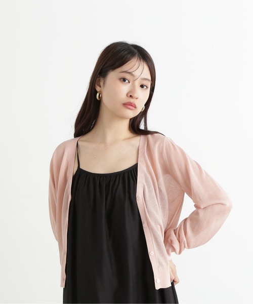 N.（N. Natural Beauty Basic）（エヌエヌナチュラルビューティーベーシック）の「シアーVネックフォルムカーディガン（カーディガン/ボレロ・レディース・ピンク/オフホワイト/ブラック・MEDIUM）」の16枚目の写真