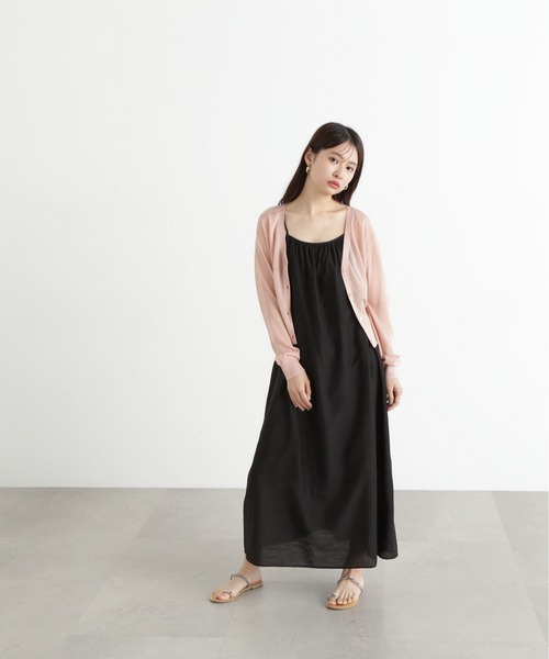 N.（N. Natural Beauty Basic）（エヌエヌナチュラルビューティーベーシック）の「シアーVネックフォルムカーディガン（カーディガン/ボレロ・レディース・ピンク/オフホワイト/ブラック・MEDIUM）」の19枚目の写真