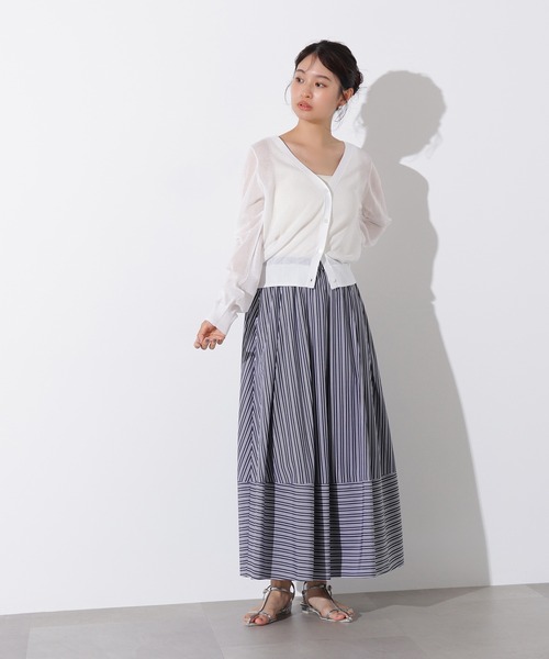 セール】シアーVネックフォルムカーディガン（カーディガン