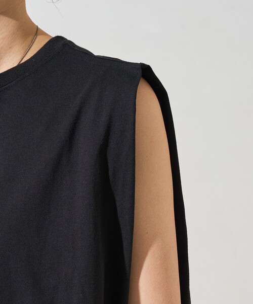 FREAK'S STORE（フリークスストア）の「限定展開　袖 インタック ノースリーブ Tシャツ（Tシャツ/カットソー・レディース・オフホワイト/ブルー/ブラック/オリーブ/レンガ/グレー・ﾌﾘ-）」の18枚目の写真