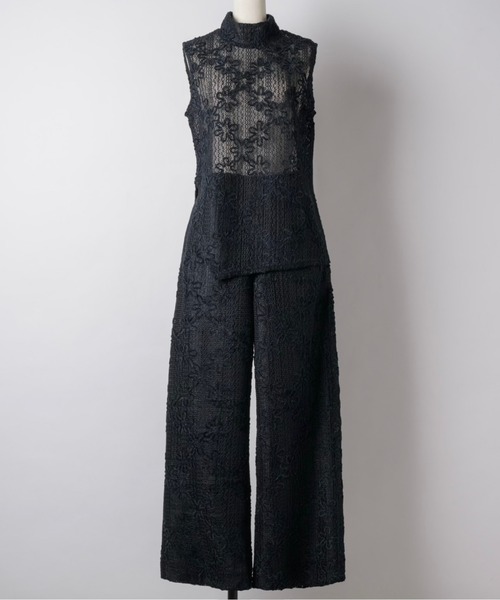 tシャツ folcky print asymmetry tops / フロッキーフラワーアシンメトリートップス レディース folcky print asymmetry tops / フロッキーフラワー