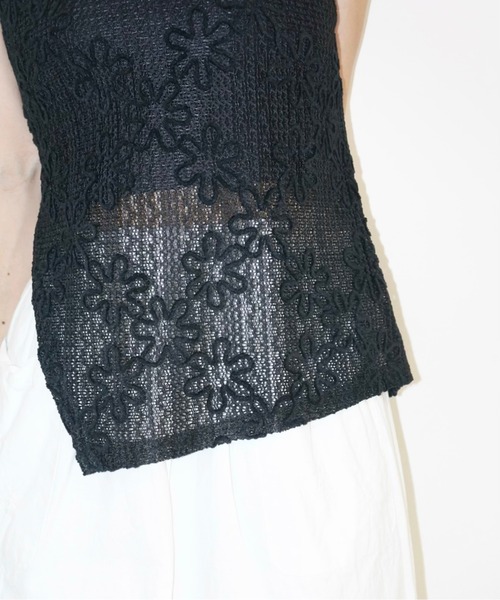 tシャツ folcky print asymmetry tops / フロッキーフラワーアシンメトリートップス レディース folcky print asymmetry tops / フロッキーフラワー