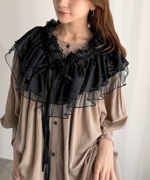 mily bilet（ミウィビレット）の「【mily bilet】1つで何通りも♪わたしだけのかわいいを！マルチウェイフリルレースストラップ（付け襟・レディース・ベージュ/ホワイト/ブラック・ONE SIZE）」の3枚目の写真