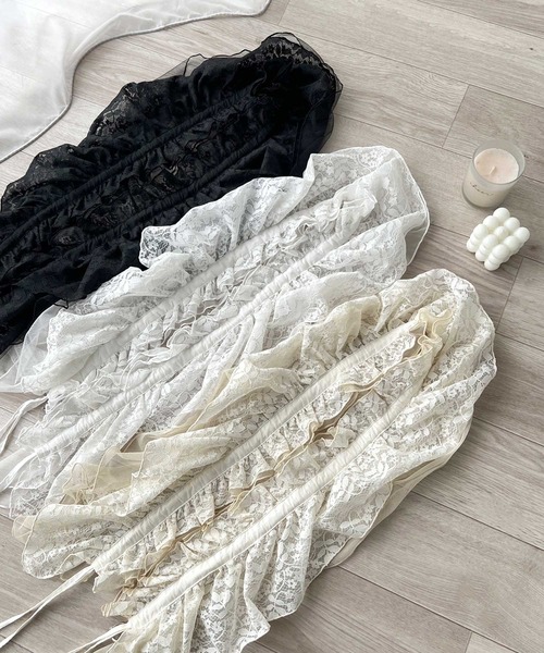 mily bilet（ミウィビレット）の「【mily bilet】1つで何通りも♪わたしだけのかわいいを！マルチウェイフリルレースストラップ（付け襟・レディース・ベージュ/ホワイト/ブラック・ONE SIZE）」の11枚目の写真