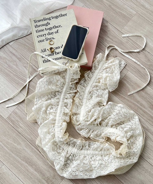 mily bilet（ミウィビレット）の「【mily bilet】1つで何通りも♪わたしだけのかわいいを！マルチウェイフリルレースストラップ（付け襟・レディース・ベージュ/ホワイト/ブラック・ONE SIZE）」の8枚目の写真