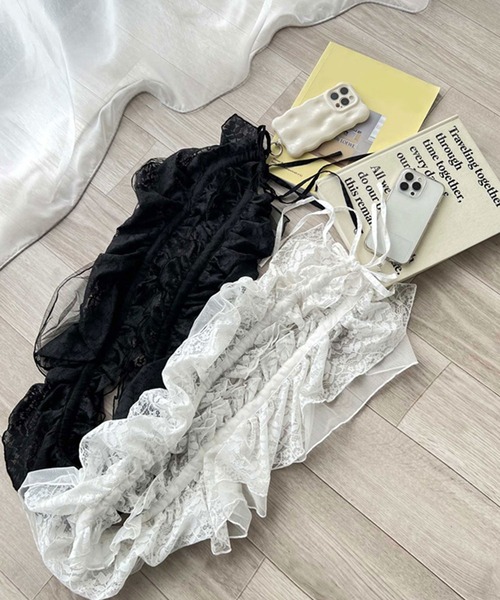 mily bilet（ミウィビレット）の「【mily bilet】1つで何通りも♪わたしだけのかわいいを！マルチウェイフリルレースストラップ（付け襟・レディース・ベージュ/ホワイト/ブラック・ONE SIZE）」の9枚目の写真