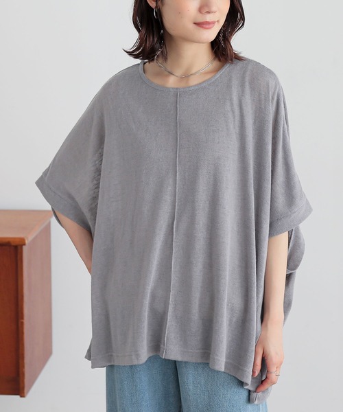 n'OrLABEL（ノアールレーベル）の「【イージーケア】ポンチョスラブカットソー（Tシャツ/カットソー・レディース・ブラック/グレー/ブルー・FREE）」の2枚目の写真
