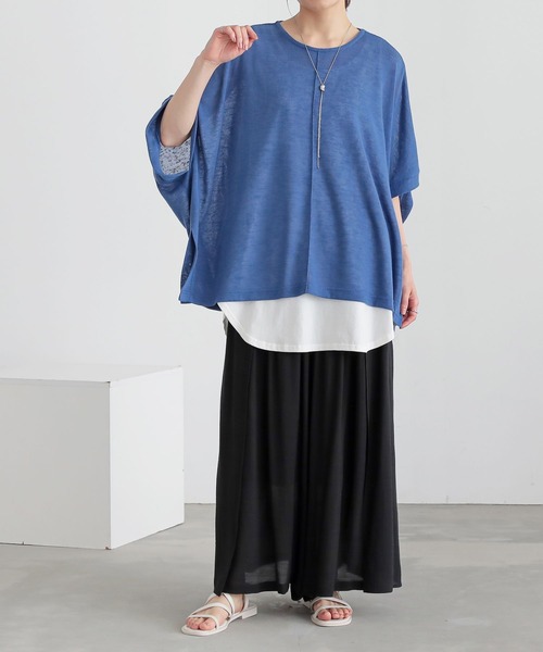 n'OrLABEL（ノアールレーベル）の「【イージーケア】ポンチョスラブカットソー（Tシャツ/カットソー・レディース・ブラック/グレー/ブルー・FREE）」の7枚目の写真