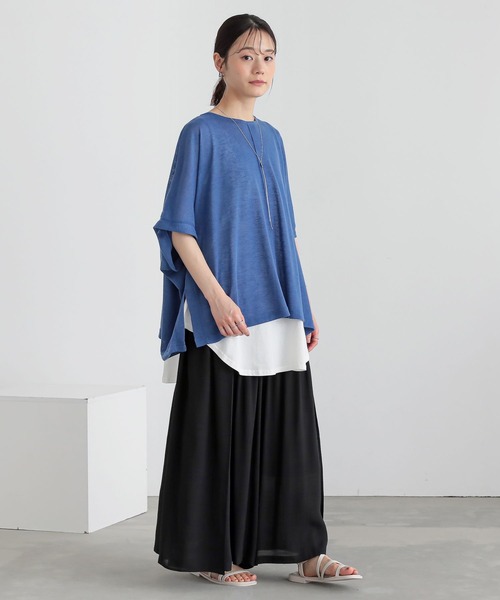 n'OrLABEL（ノアールレーベル）の「【イージーケア】ポンチョスラブカットソー（Tシャツ/カットソー・レディース・ブラック/グレー/ブルー・FREE）」の4枚目の写真