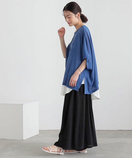 n'OrLABEL（ノアールレーベル）の「【イージーケア】ポンチョスラブカットソー（Tシャツ/カットソー・レディース・ブラック/グレー/ブルー・FREE）」の5枚目の写真
