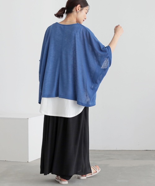 n'OrLABEL（ノアールレーベル）の「【イージーケア】ポンチョスラブカットソー（Tシャツ/カットソー・レディース・ブラック/グレー/ブルー・FREE）」の6枚目の写真