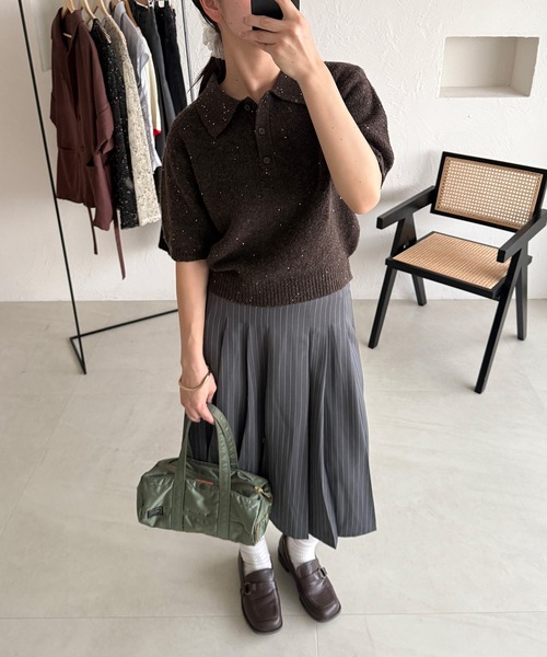 ORIMI グリッターニットポロ ORIMI グリッターニットポロ - メルカリ