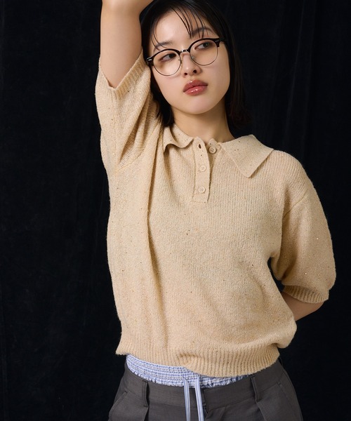 【美品】machatt ポロニットグレー 美品】machatt ポロニットグレー