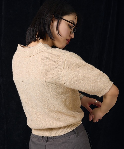 MUHET（ミュエータ）の「glitter polo knit / グリッターポロ