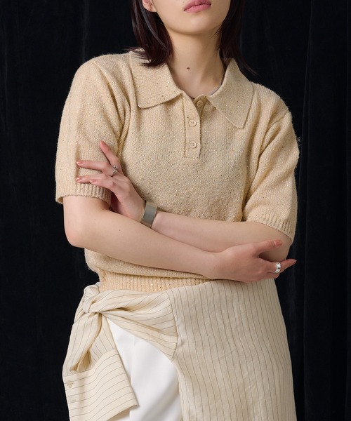 MUHET（ミュエータ）の「glitter polo knit / グリッターポロ