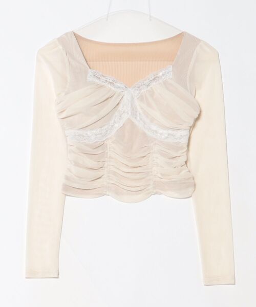 Jasmine Grandiflorum（ジャスミングランディフローラム）の「【Jasmine】クロスデザインレースメッシュトップス (SS)（その他トップス・レディース・マルチ/ベージュ/ブラック・FREE）」の9枚目の写真