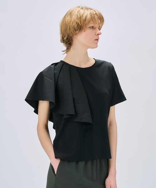 cloenc（クロエンス）の「【マシンウォッシュ】ラッフルプルオーバー（Tシャツ/カットソー・レディース・ブラック/ホワイト/ベージュ・02）」の16枚目の写真