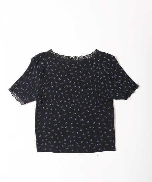 PHILLY(フィリー)の「【PHILLY】フラワープリントニットトップス(Tシャツ/カットソー・レディース・ブラック/アイボリー・FREE)」の9枚目の写真