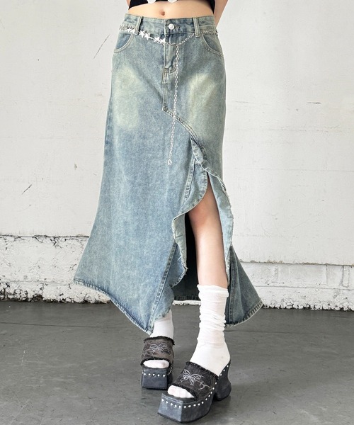 グラムリップス　マーメイドウォッシュドデニムスカート マーメイド DENIM スカート
