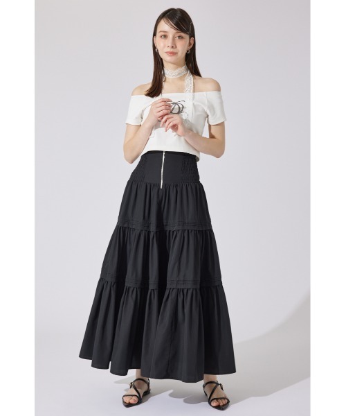 LASUD シャーリングデザインフレアスカート ラシュッド LASUD シャーリングデザインフレアスカート