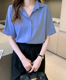 トップス 襟付きシャツ ブラウス 春夏半袖