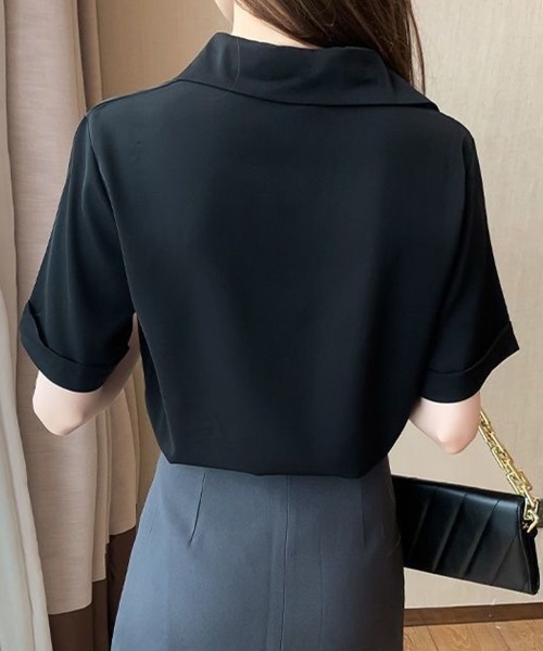 Beststore(ベストストア)の「トップス 襟付きシャツ ブラウス 春夏半袖(シャツ/ブラウス・レディース・ホワイト/ベージュ/ブラック/ブルー・M/L)」の6枚目の写真