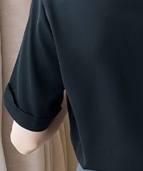 Beststore(ベストストア)の「トップス 襟付きシャツ ブラウス 春夏半袖(シャツ/ブラウス・レディース・ホワイト/ベージュ/ブラック/ブルー・M/L)」の7枚目の写真