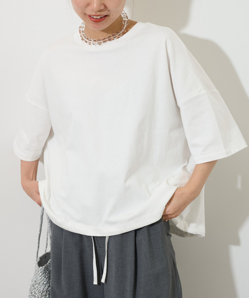 JOURNAL STANDARD relume(ジャーナルスタンダード レリューム)の「《追加2》ギャザーヘムショートスリーブTシャツ(Tシャツ/カットソー・レディース・ブラック/ホワイト/ライトグレー/ベージュ・FREE)」の7枚目の写真