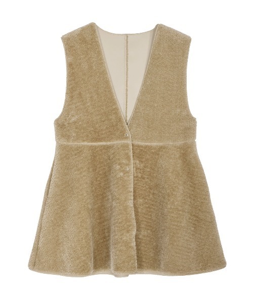 Ameri（アメリ）の「BOA V NECK REVERSIBLE PEPLUM VEST（ベスト・レディース・ブラック/カーキ/グレイッシュベージュ・SMALL/MEDIUM）」の17枚目の写真