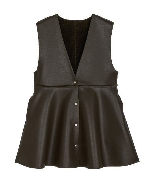 Ameri（アメリ）の「BOA V NECK REVERSIBLE PEPLUM VEST（ベスト・レディース・ブラック/カーキ/グレイッシュベージュ・SMALL/MEDIUM）」の20枚目の写真
