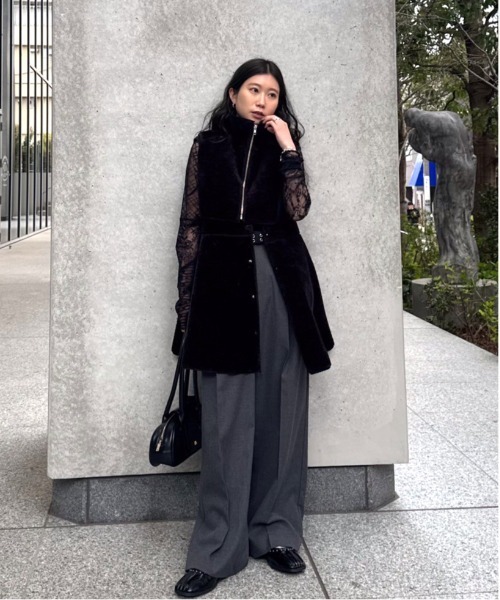 トップス BOA V NECK REVERSIBLE PEPLUM VEST ameri BOA V NECK REVERSIBLE PEPLUM VEST（ベスト）｜Ameri（アメリ