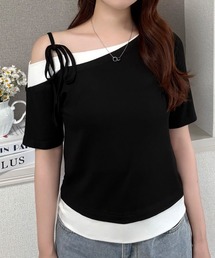 リボンワンショルレイヤードＴシャツ