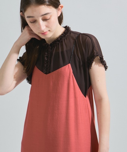 ketty(ケティ)の「シフォン楊柳フリルブラウス≪手洗い可能≫(シャツ/ブラウス・レディース・オフホワイト/ブラウン/イエロー・M)」の2枚目の写真