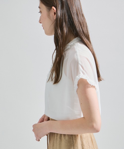 ketty(ケティ)の「シフォン楊柳フリルブラウス≪手洗い可能≫(シャツ/ブラウス・レディース・オフホワイト/ブラウン/イエロー・M)」の5枚目の写真