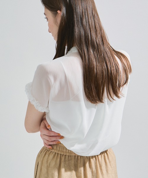 ketty(ケティ)の「シフォン楊柳フリルブラウス≪手洗い可能≫(シャツ/ブラウス・レディース・オフホワイト/ブラウン/イエロー・M)」の7枚目の写真