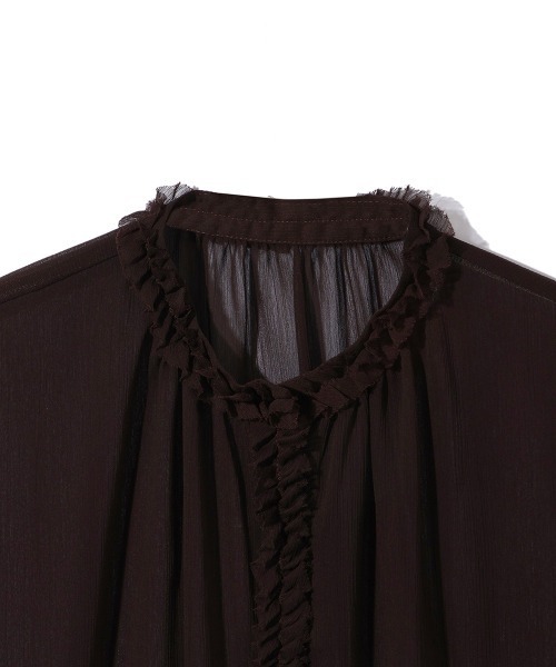 ketty(ケティ)の「シフォン楊柳フリルブラウス≪手洗い可能≫(シャツ/ブラウス・レディース・オフホワイト/ブラウン/イエロー・M)」の16枚目の写真
