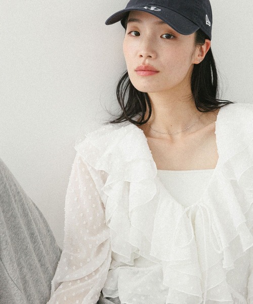 Heather(ヘザー)の「ラッフルリボンブラウス 575759(シャツ/ブラウス・レディース・オフホワイト/ブラック/ピンク/ドット・FREE)」の11枚目の写真