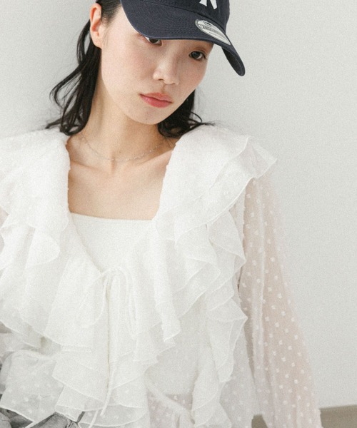 Heather(ヘザー)の「ラッフルリボンブラウス 575759(シャツ/ブラウス・レディース・オフホワイト/ブラック/ピンク/ドット・FREE)」の12枚目の写真