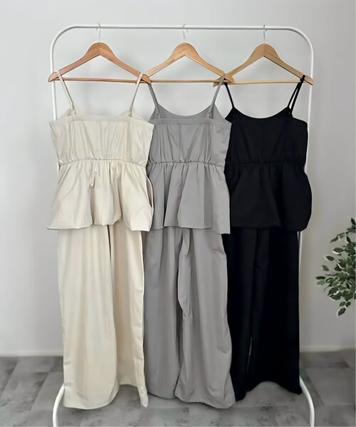 VENCEEXCHANGE（ヴァンスエクスチェンジ）の「【VENCE by yuki 】バルーンキャミサロペット（サロペット/オーバーオール・レディース・ブラック/アイボリー/グレー・FREE）」の5枚目の写真