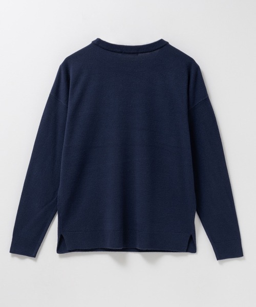 NAVY(ネイビー)の「カシミヤタッチクルーネックニット(ニット/セーター・レディース・グレイッシュベージュ/ネイビー/グレー・L/M)」の6枚目の写真